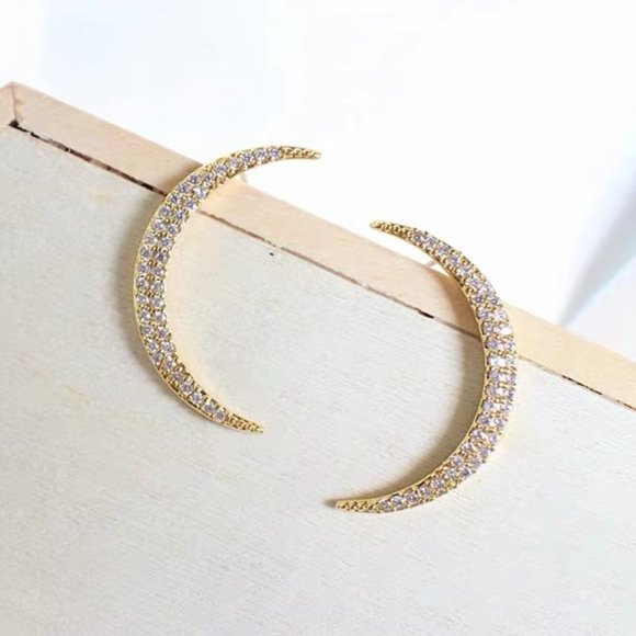 Anthropologie Embellished Crescent Earrings - Picture 1 of 6